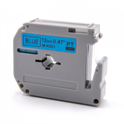 Brother MK-531, 12mm x 8m, black text / blue tape, compatible tape