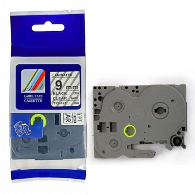 Compatible tape Brother TZ-121 / TZe-121, 9mm x 8m, black text / transparent tape