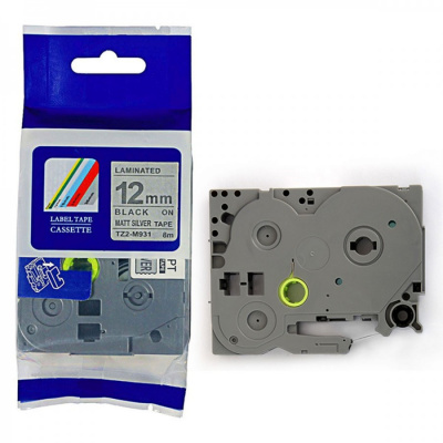 Compatible tape Brother TZ-M931 / TZe-M931, 12mm x 8m, black text / silver tape