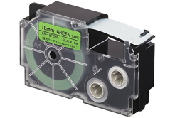 Casio XR-18FGN , 18mm x 8m, black text / signal green tape, compatible tape