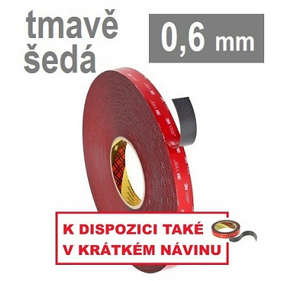 3M VHB™ 4646, thickness 0.6 mm; dark gray double-sided high-bond acrylic tape 19 mm x 33 m