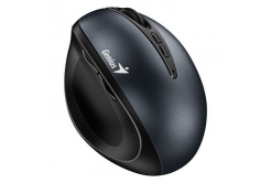 Genius Ergo 8300S Mouse, 1600DPI, 2.4 [GHz], optical, 7 buttons, wireless, black-gray, 2 pcs AAA, vertical