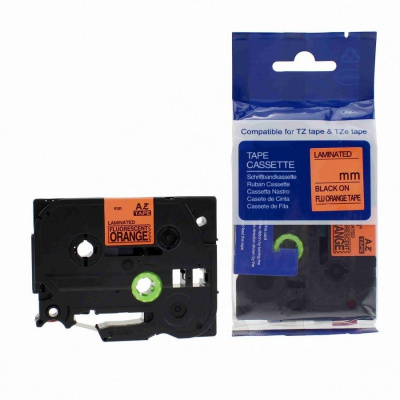 Brother HGe-B11, signal 6mm x 8m, black text/orange tape, high-speed compatible tape