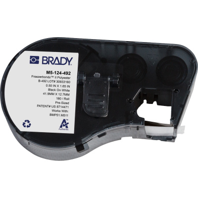 Brady M5-124-492 / 170900, 12.70 mm, Polyester, black text / white tape