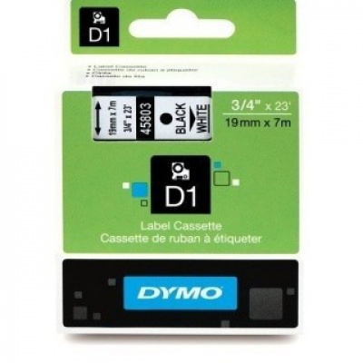 Dymo 45803, S0720830, 19mm x 7m, black text / white tape, original tape