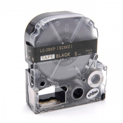 Epson LK-2BKP, SC6KZ, 6mm x 9m, gold text / black tape, compatible tape