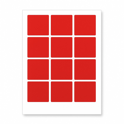 Self-adhesive labels 60 x 60 mm, 12 labels, A4, 20 sheets, red