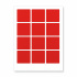 Self-adhesive labels 60 x 60 mm, 12 labels, A4, 20 sheets, red