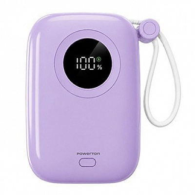 Powerton ENERGY PASTEL EDITION Power Bank 10000mAh, 2x USB-C, 22.5W, integrated cables, purple