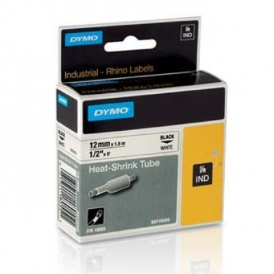 Dymo Rhino 18055, S0718300, 12mm x 1,5m black text / white tape, original tape