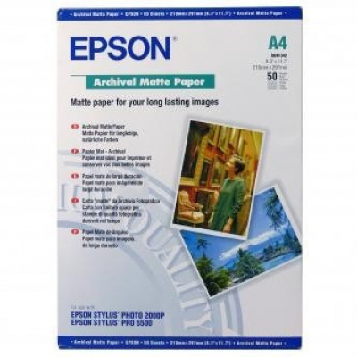Epson Archival Matte Paper C13S041342, 21x29,7cm, A4, 50pcs, inkjet, white, photo paper