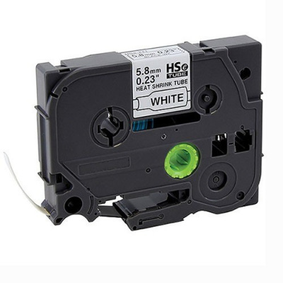 Compatible tape Brother HSe-211, 5,8mm x 1,5m, black text / white tape