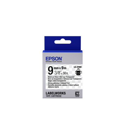 Epson LabelWorks LK-3TBW C53S653006 9mm x 9m, black text / transparent tape, strong adhesive, original tape