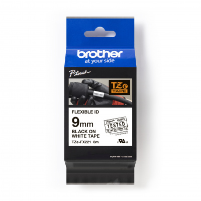 Brother TZ-FX221 / TZe-FX221 Pro Tape, 9mm x 8m, black text/white tape, original tape