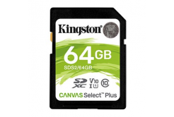 Kingston memory card Canvas Select Plus, 64GB, SDXC, SDC2/64GB, UHS-I U3 (Class 10), A1