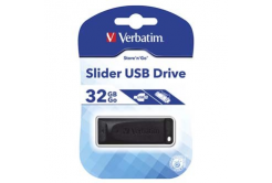 Verbatim 98697 Slider, USB flash drive, USB A 2.0, 32GB, with pull-out connector, black